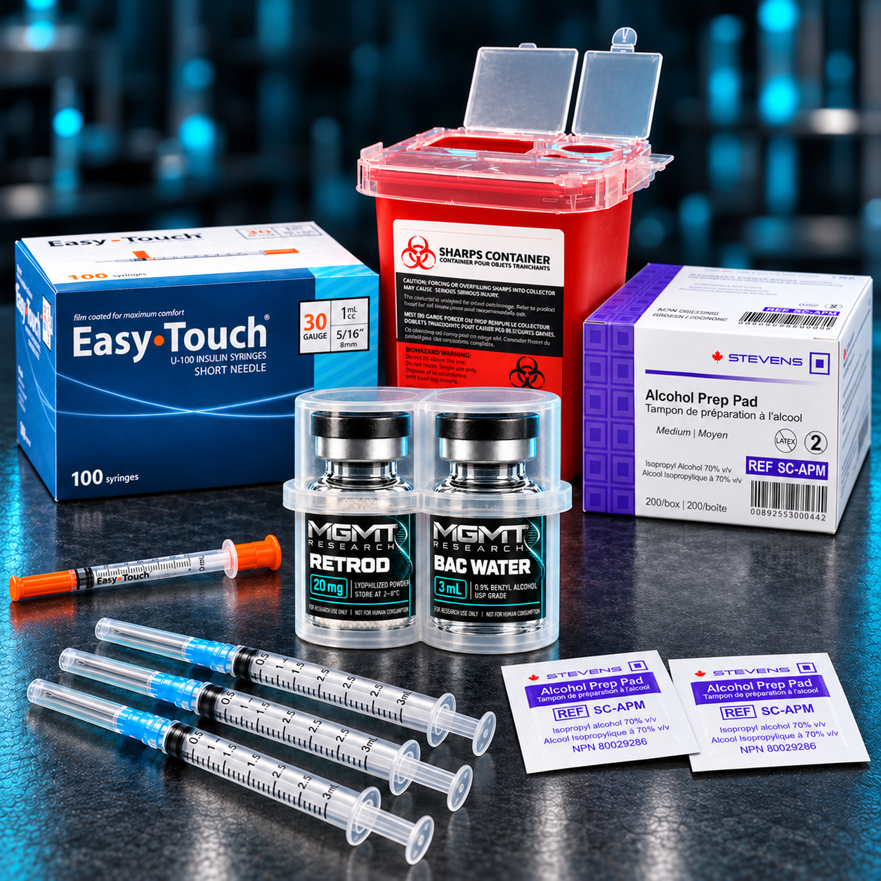 LAUNCH CTRL starter mega pack with two vials in a white holder and all SUPRA-PACK supplies