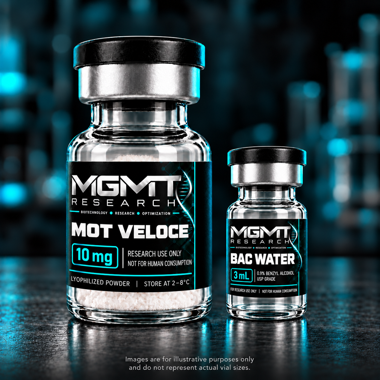 MGMT Research MOT VELOCE 10 mg vial with BAC Water 3 mL