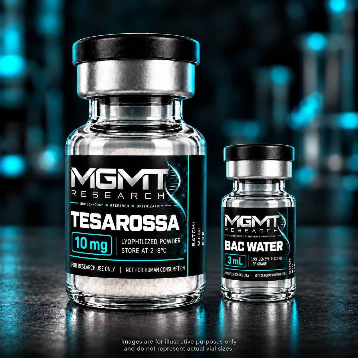 MGMT Research TESAROSSA Tesamorelin 10 mg vial concept