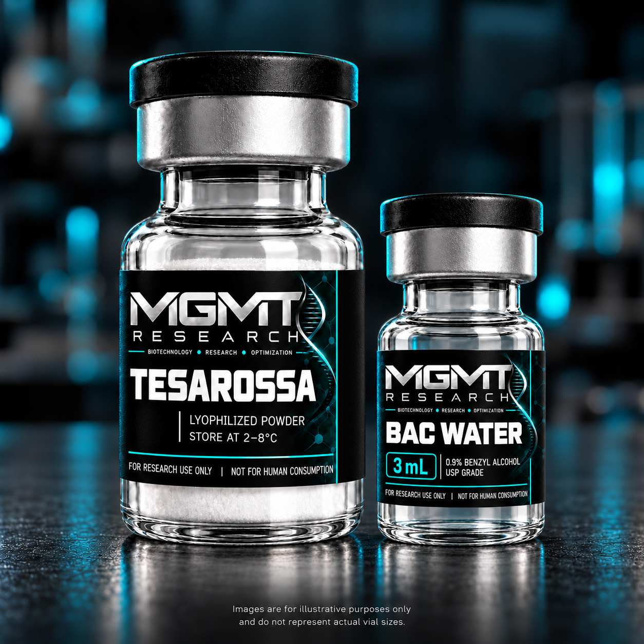 MGMT Research TESAROSSA Tesamorelin vial without a strength displayed